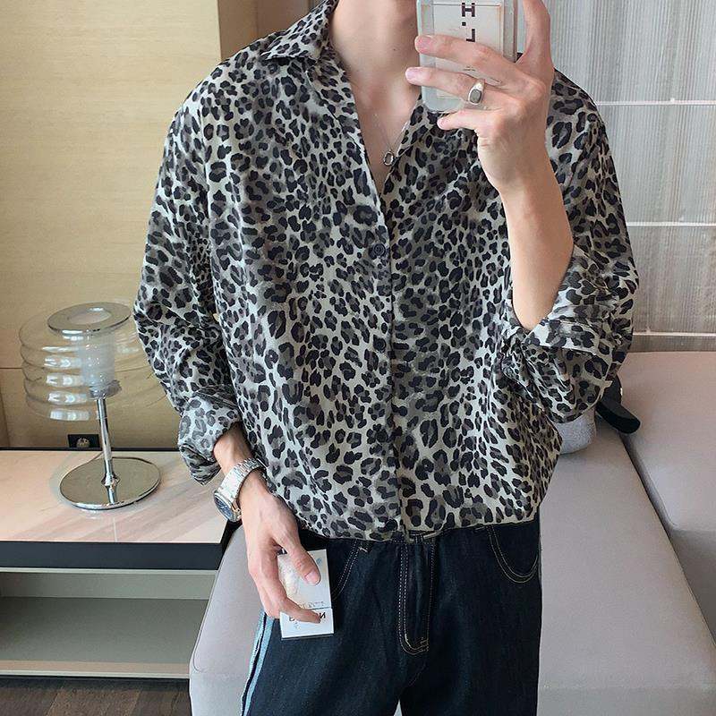 Shirt Feeling Ruffle Printed Shirt Long Sleeve Men