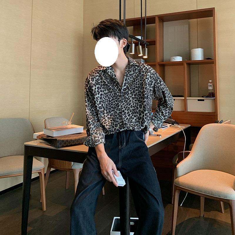 Shirt Feeling Ruffle Printed Shirt Long Sleeve Men