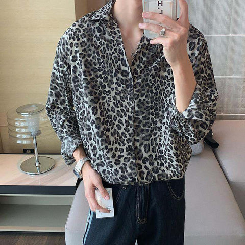Shirt Feeling Ruffle Printed Shirt Long Sleeve Men