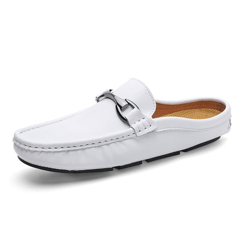 Half Drag Beanie Shoes Summer Men's Shoes Lazy Casual Fashion Half-support Leather Shoes Cowhide Personality Men's Half-support Men's Shoes