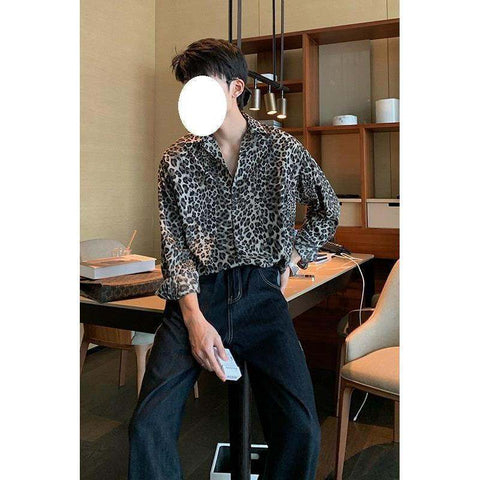Shirt Feeling Ruffle Printed Shirt Long Sleeve Men