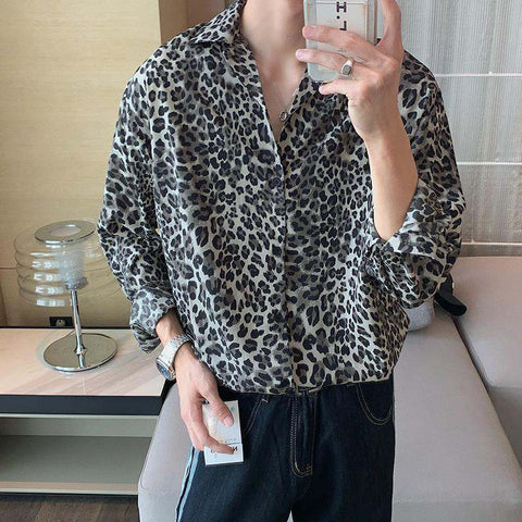 Shirt Feeling Ruffle Printed Shirt Long Sleeve Men