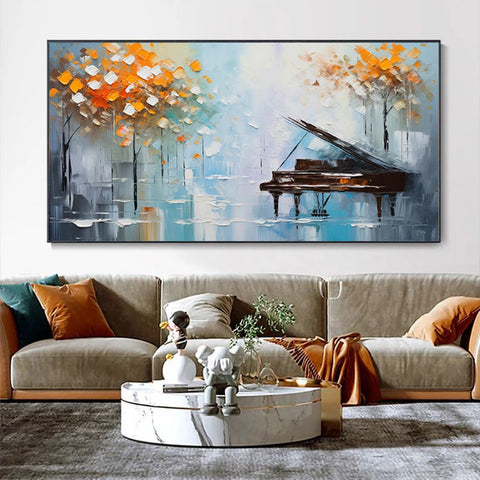 Handmade Oil Painting Palette Knife Tree Oil Painting On Canvas Wall Art Decoration Modern Piano Abstract Landscape Artwork Wall Pictures Decor For Home Office Decor